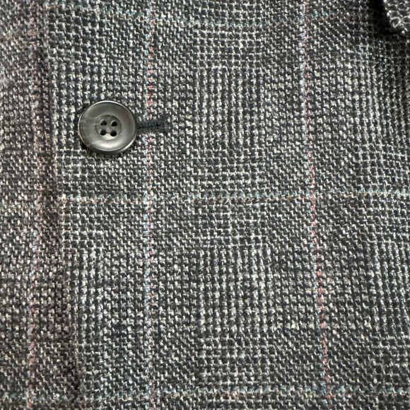 VTG Haggar Imperial Sz 42R Black Gray Plaid Silk Wool Sport Coat Jacket Blazer - Picture 3 of 11